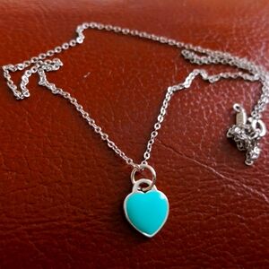 Silver Chain Necklace with Turquoise Heart Pendant